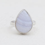Blue Lace Agate Silver Rings