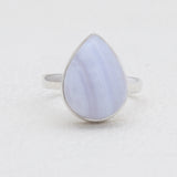 Blue Lace Agate Silver Rings