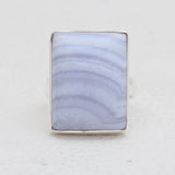 Blue Lace Agate Silver Rings