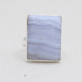 Blue Lace Agate Silver Rings