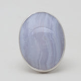 Blue Lace Agate Gemstone Silver Rings