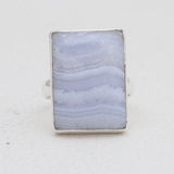 Blue Lace Agate Silver Rings