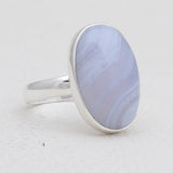 Blue Lace Agate Silver Rings