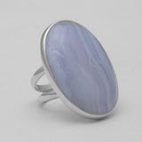 Blue Lace Agate Gemstone Silver Rings