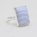 Blue Lace Agate Silver Rings