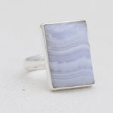 Blue Lace Agate Silver Rings