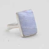 Blue Lace Agate Silver Rings