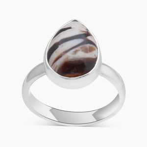 Natural Peanut Wood Jasper Silver Rings