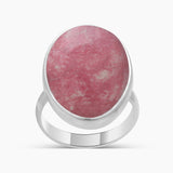 Natural Pink Thulite Silver Rings