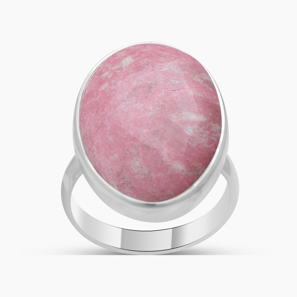 Natural Pink Thulite Silver Rings