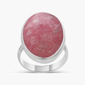 Natural Pink Thulite Silver Rings
