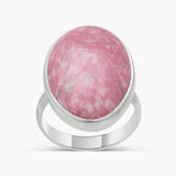 Natural Pink Thulite Silver Rings