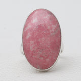 Natural Pink Thulite Silver Rings