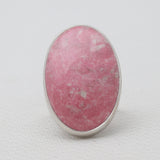 Natural Pink Thulite Silver Rings