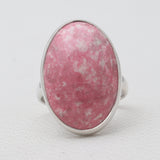 Natural Pink Thulite Silver Rings