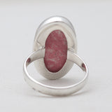 Natural Pink Thulite Silver Rings