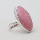 Natural Pink Thulite Silver Rings