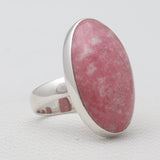 Natural Pink Thulite Silver Rings