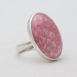 Natural Pink Thulite Silver Rings