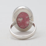 Natural Pink Thulite Silver Rings