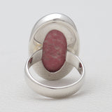 Natural Pink Thulite Silver Rings