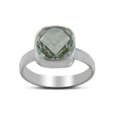 Green Amethyst Silver Ring