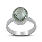 Green Amethyst Silver Ring