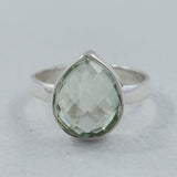 Green Amethyst Silver Ring