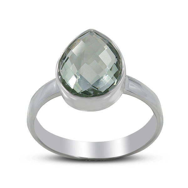 925 Silver Green Amethyst Ring