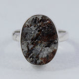 Raw Astrophyllite Gemstone Silver Ring