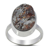 Raw Astrophyllite Gemstone Silver Ring