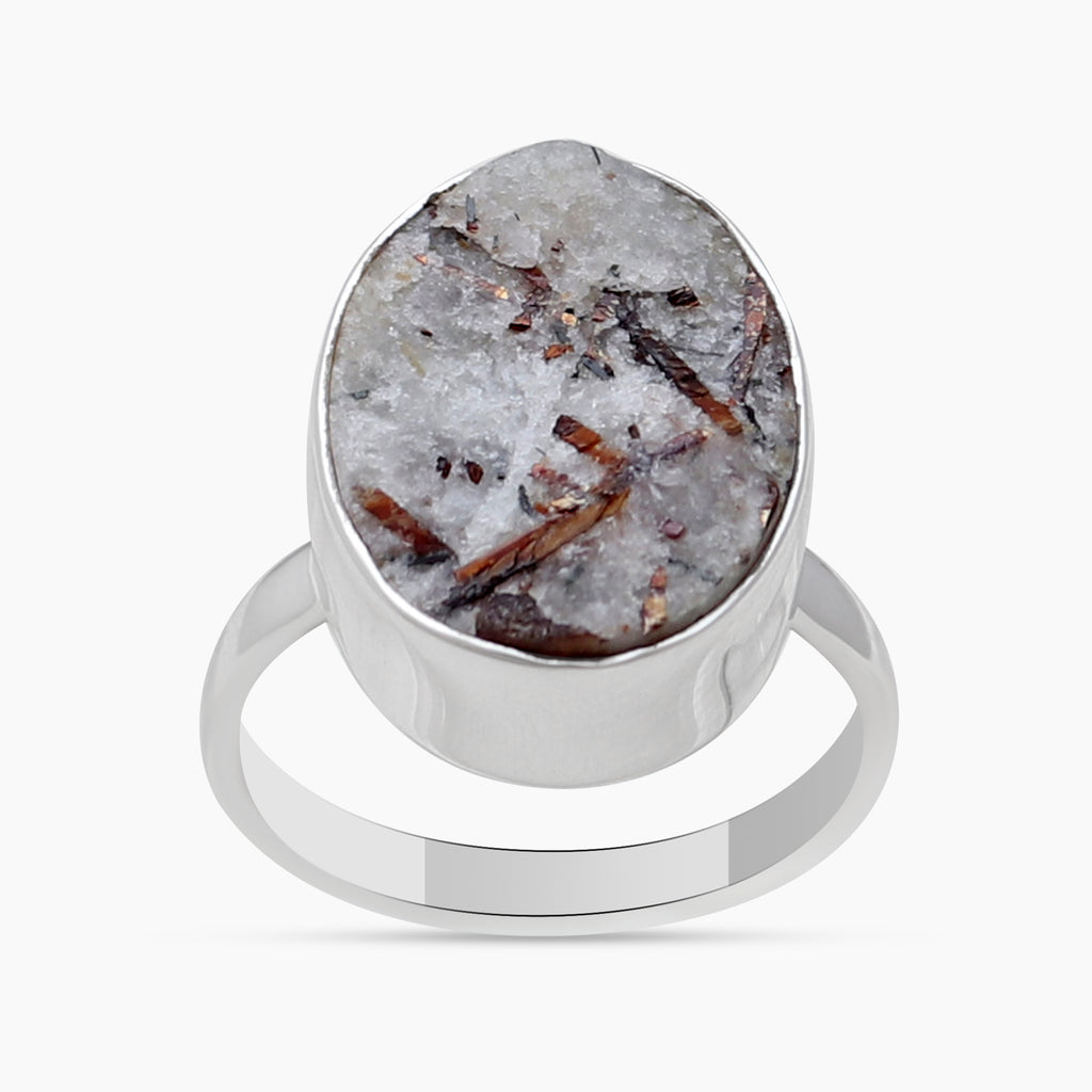 Raw Astrophyllite Gemstone Silver Rings