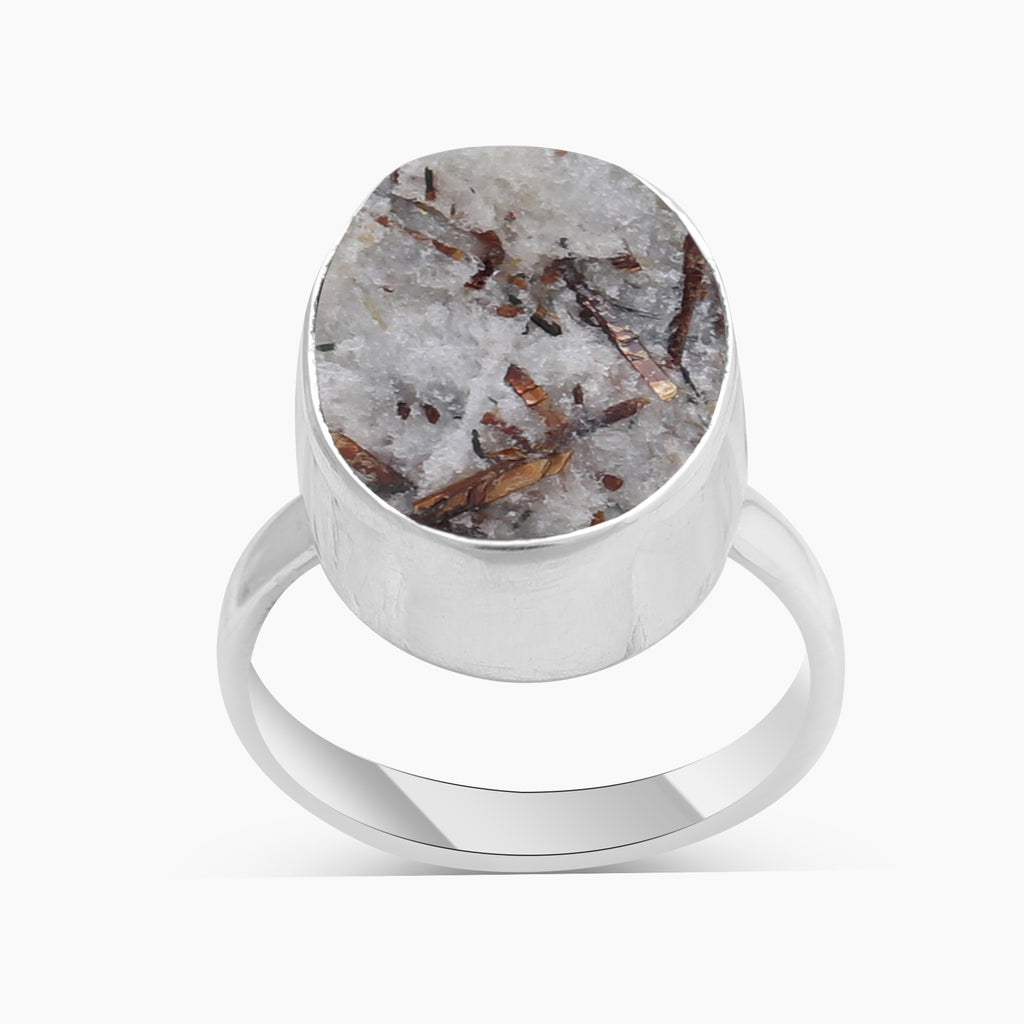 Raw Astrophyllite Gemstone Silver Rings