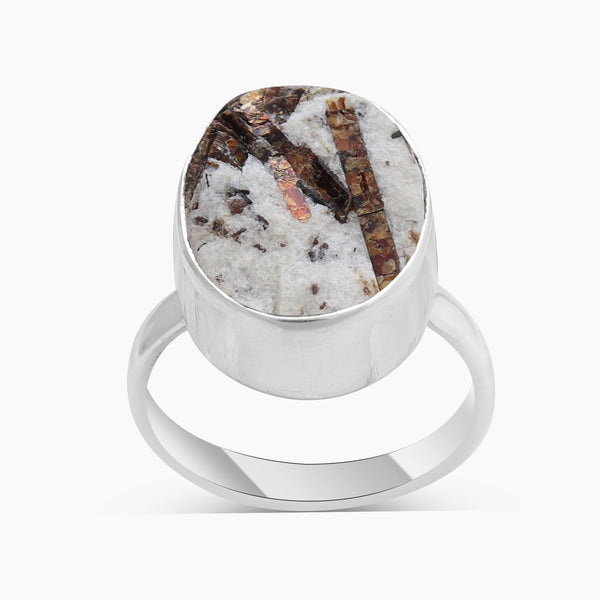 Raw Astrophyllite Gemstone Silver Rings