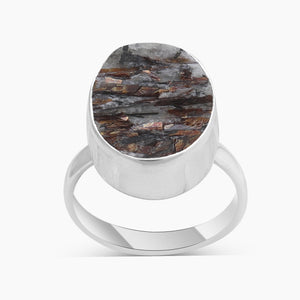 Raw Astrophyllite Gemstone Silver Rings