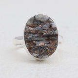 Raw Astrophyllite Gemstone Silver Rings