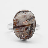 Raw Astrophyllite Gemstone Silver Rings
