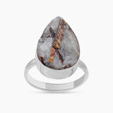 Raw Astrophyllite Gemstone Silver Rings