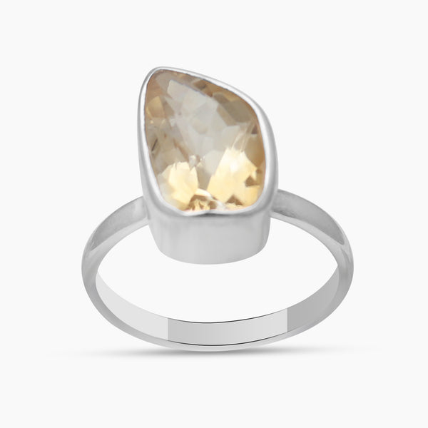 Natural Citrine Silver Rings
