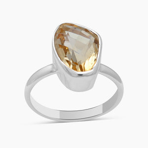 Natural Citrine Silver Rings