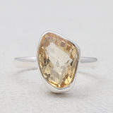 Natural Citrine Silver Rings