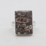 Turritella Agate Silver Plain Rings