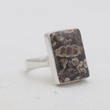 Turritella Agate Silver Plain Rings