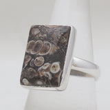 Turritella Agate Silver Plain Rings