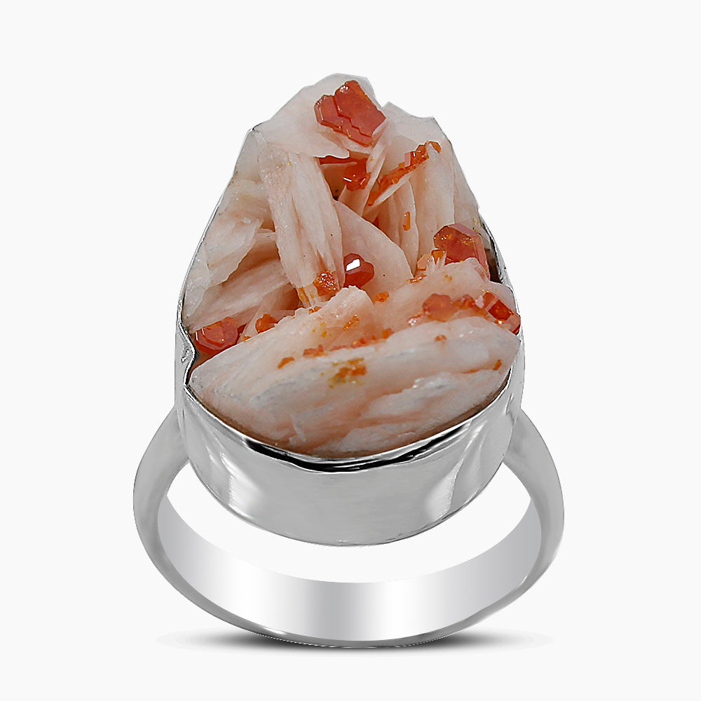 925 Silver Vanadinite Druse Rings
