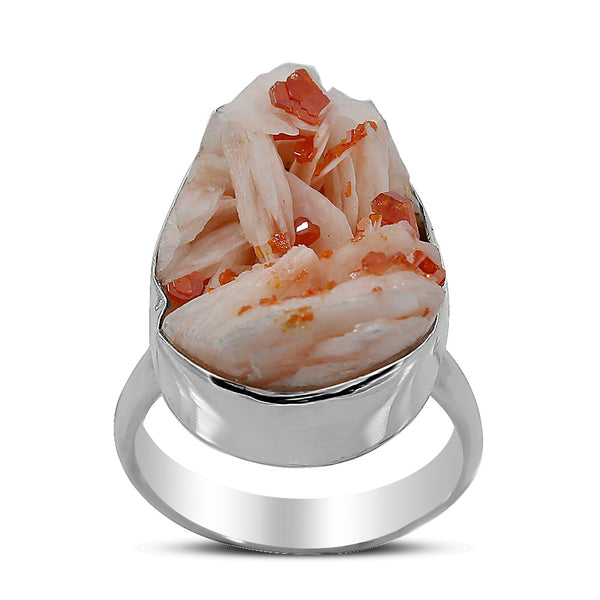 925 Silver Vanadinite Druse Ring