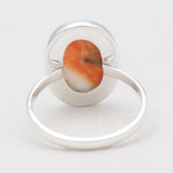 Orange Spiny Oyster Silver Rings
