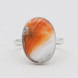 Orange Spiny Oyster Silver Rings