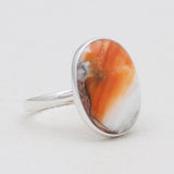 Orange Spiny Oyster Silver Rings