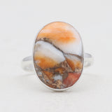 Orange Spiny Oyster Silver Rings